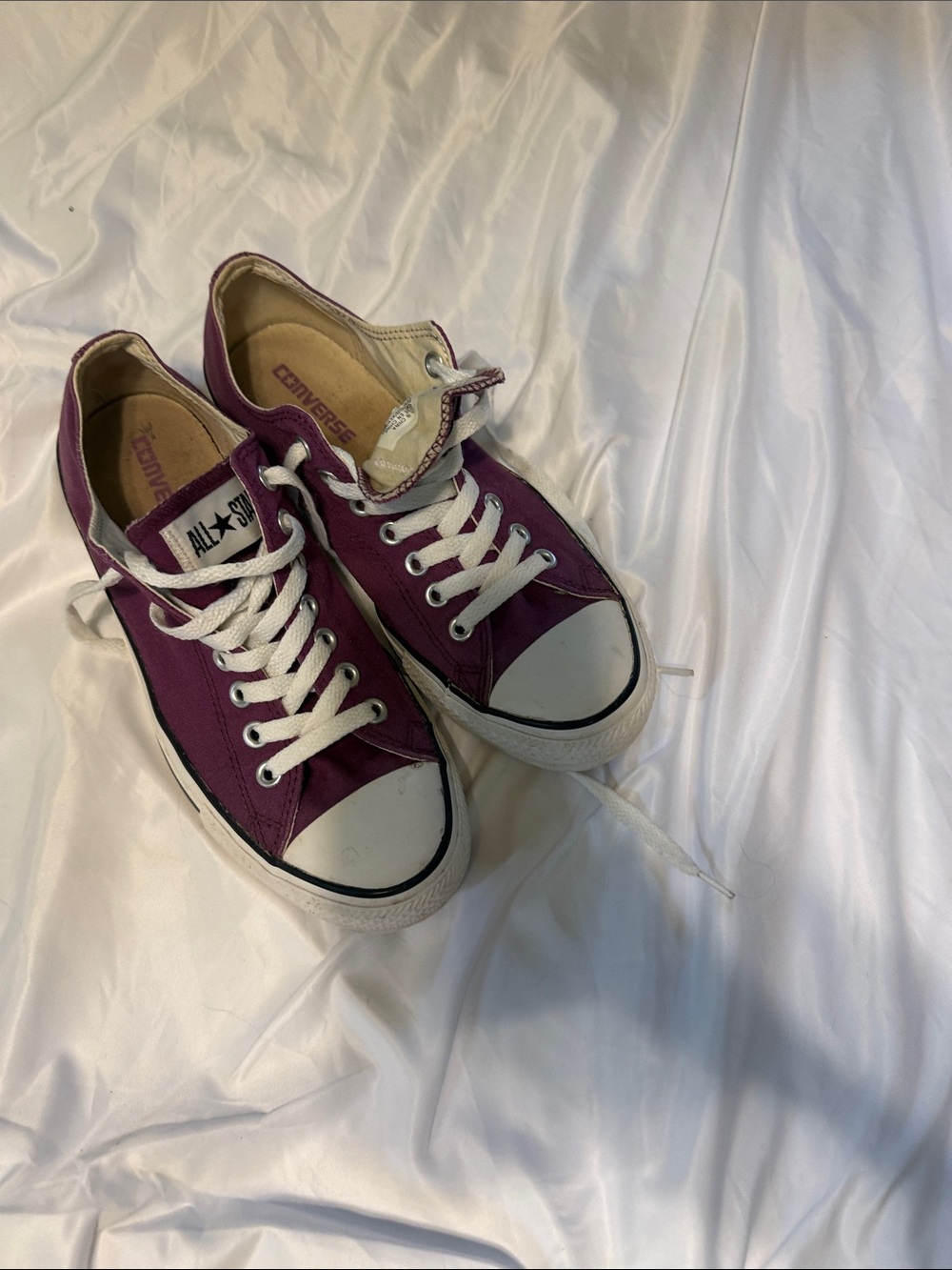 Converse Low Top Sneakers - Plum and White
